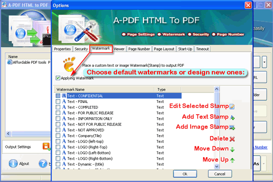 A-PDF HTML to PDF batch mode watermark